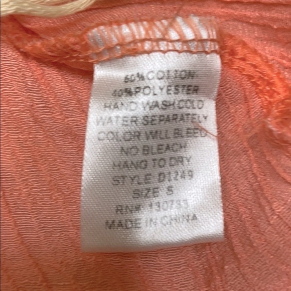 Kori Peach Bohemian Crochet Lace Fringe Top Swim Coverup Dress Gauzy Sz S - Picture 7 of 11